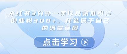 小红书3分钟一条作品精准引流创业粉300+,打造属于自己的流量帝国-1 小红书3分钟一条作品精准引流创业粉300+,打造属于自己的流量帝国-1