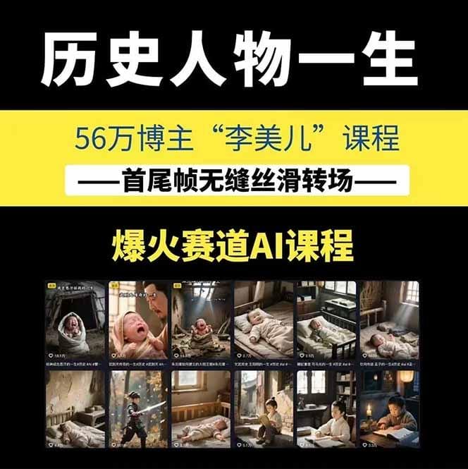 AI历史人物赛道课程，2个月涨粉56万，含伙伴计划与收徒运营策略-2