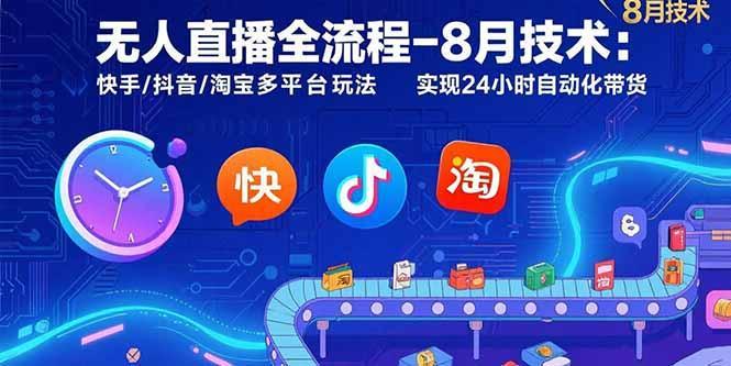 无人直播全流程-8月技术：快手/抖音/淘宝多平台玩法 实现24小时自动化带货-1