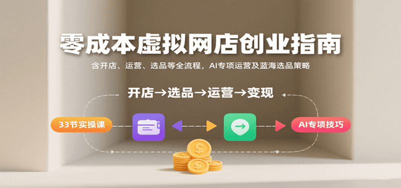零成本虚拟网店创业指南，含开店、运营、选品等全流程， AI专项运营及蓝海选品策略-1