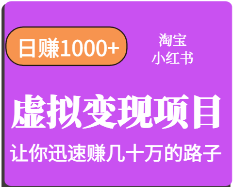 淘宝OR小红书虚拟变现，日赚1000+，多账号操作年收入几十W不等-1