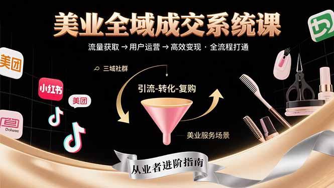 美业全域成交系统课程：帮助美业从业者打通从流量获取到高效变现全流程-1