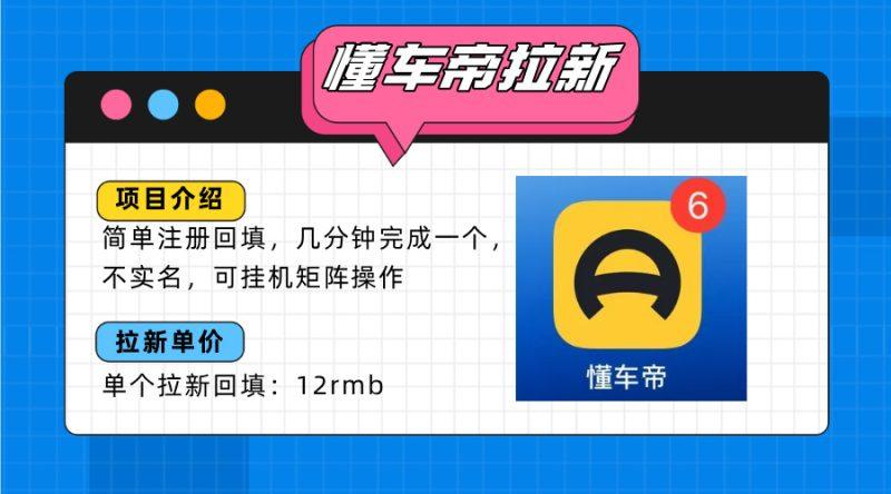 懂车帝邪修拉新玩法，简单注册回填，不sm，单个拉新12rmb，轻松日入200+-1