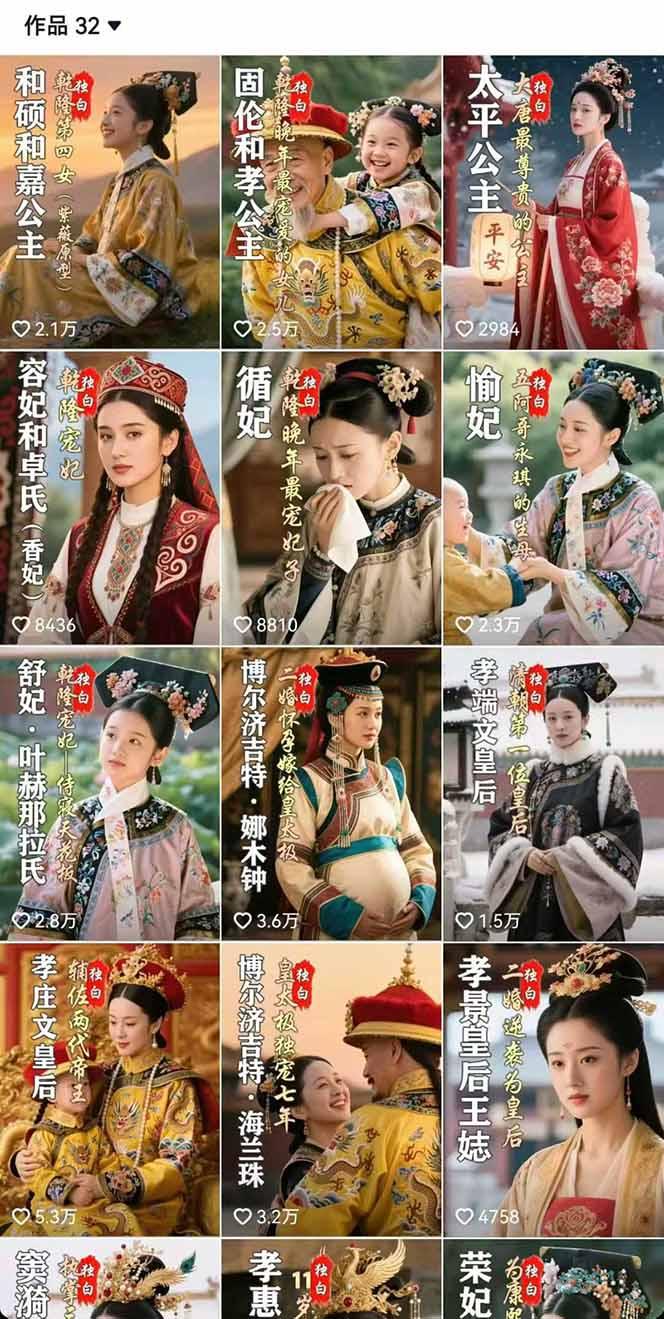 历史女性人物创作课：独白文案+AI克隆+蒙版剪辑，3个月涨粉22w+副业月入3w-2