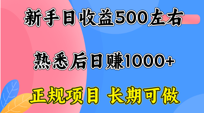 一台电脑，前期日收益300-500，熟练后日入1000左右-2