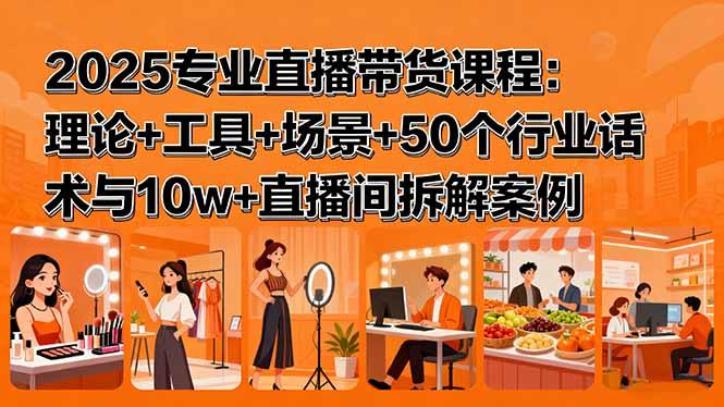 2025专业直播带货课程：理论+工具+场景+50个行业话术与10w+直播间拆解案例