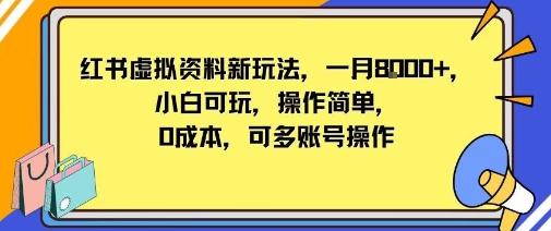 小红书虚拟资料新玩法，一月8k+小白可玩，操作简单