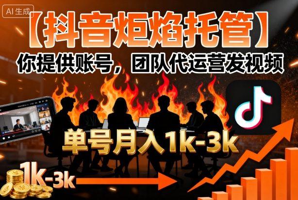【抖音炬焰托管】你提供账号,团队代运营发视频,单号月入1k+【揭秘】-1 【抖音炬焰托管】你提供账号,团队代运营发视频,单号月入1k+【揭秘】-1