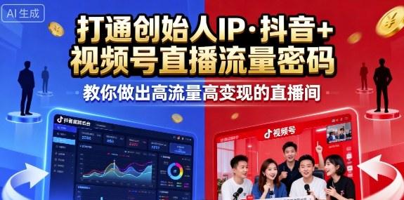 25年直播9-10两期线下课，打通创始人IP，抖音+视频号直播流量密码，教你做出高流量高变现的直播间