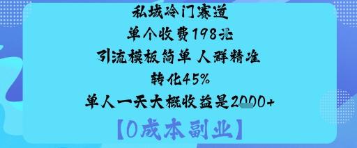 私域冷门赛道:单个收费198米引流模板简单人群精准转化45%单人一天大概收益是1k+-1 私域冷门赛道:单个收费198米引流模板简单人群精准转化45%单人一天大概收益是1k+-1