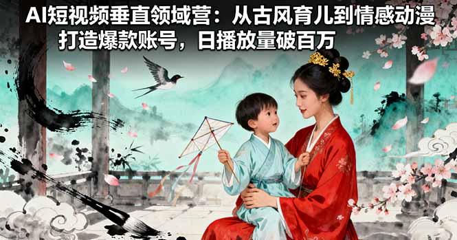 AI短视频垂直领域营：从古风育儿到情感动漫，打造爆款账号,日播放量破百万