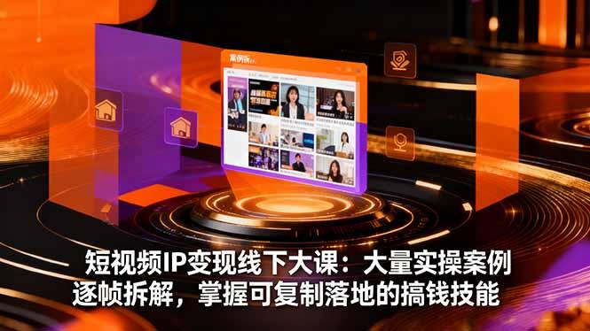 短视频IP变现线下大课：大量实操案例逐帧拆解，掌握可复制落地的搞钱技能