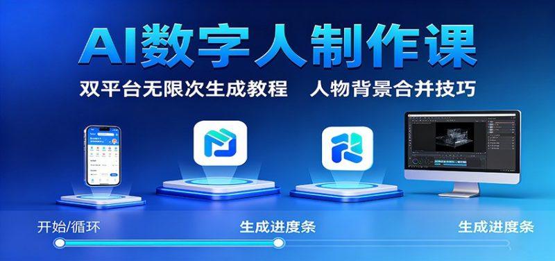 AI数字人制作课:双平台无限次生成教程,人物背景合并技巧-1 AI数字人制作课:双平台无限次生成教程,人物背景合并技巧-1