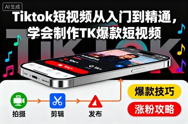 Tiktok短视频从入门到精通,学会制作TK爆款短视频-1 Tiktok短视频从入门到精通,学会制作TK爆款短视频-1