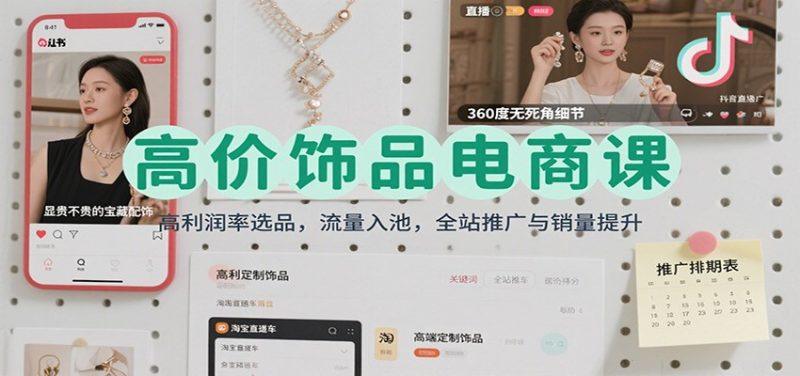 高价饰品电商课：高利润率选品，流量入池，全站推广与销量提升