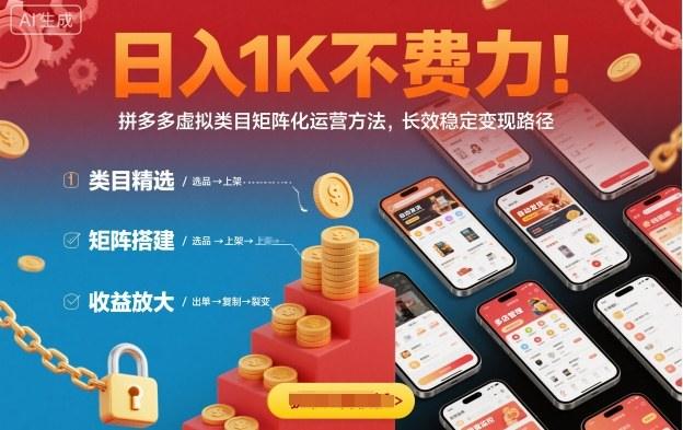 日入1K不费力!拼多多虚拟类目矩阵化运营方法,长效稳定变现路径-1 日入1K不费力!拼多多虚拟类目矩阵化运营方法,长效稳定变现路径-1