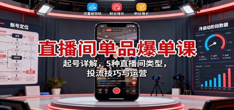 直播间单品爆单课:起号详解,5种直播间类型,投流技巧与运营-1 直播间单品爆单课:起号详解,5种直播间类型,投流技巧与运营-1