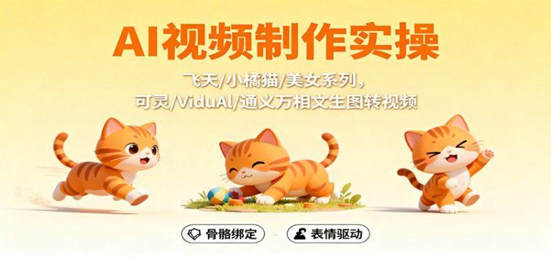 AI视频制作实操,飞天/小橘猫/美女系列,可灵/ViduAl/通义万相文生图转视频-1 AI视频制作实操,飞天/小橘猫/美女系列,可灵/ViduAl/通义万相文生图转视频-1