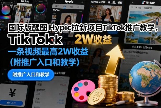 国际版醒图Hypic拉新项目TikTok推广教学,一条视频最高2W收益(附推广入口和教学)-1 国际版醒图Hypic拉新项目TikTok推广教学,一条视频最高2W收益(附推广入口和教学)-1