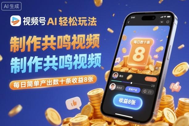 视频号AI轻松玩法,制作共鸣视频,每日简单产出数十条收益8张-1 视频号AI轻松玩法,制作共鸣视频,每日简单产出数十条收益8张-1