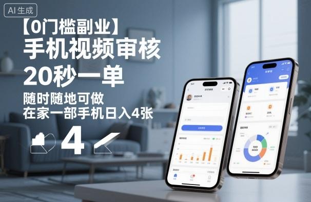 【0门槛副业】手机视频审核,20秒一单,随时随地可做,在家一部手机日入4张【揭秘】-1 【0门槛副业】手机视频审核,20秒一单,随时随地可做,在家一部手机日入4张【揭秘】-1