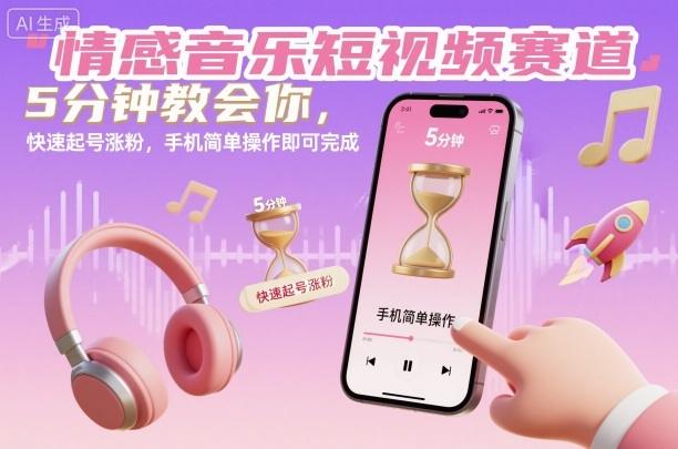 情感音乐短视频赛道,5分钟教会你,快速起号涨粉,手机简单操作即可完成-1 情感音乐短视频赛道,5分钟教会你,快速起号涨粉,手机简单操作即可完成-1