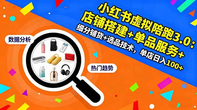 小红书虚拟陪跑3.0:店铺搭建+单品服务+细分铺货+选品技术,单店日入100+-1 小红书虚拟陪跑3.0:店铺搭建+单品服务+细分铺货+选品技术,单店日入100+-1