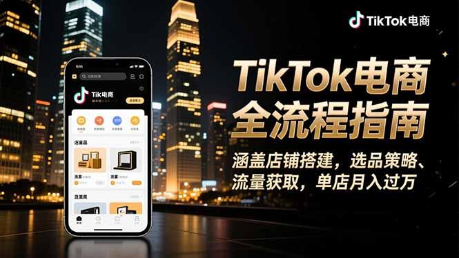 TikTok电商全流程指南,涵盖店铺搭建、选品策略、流量获取,单店月入过万-1 TikTok电商全流程指南,涵盖店铺搭建、选品策略、流量获取,单店月入过万-1