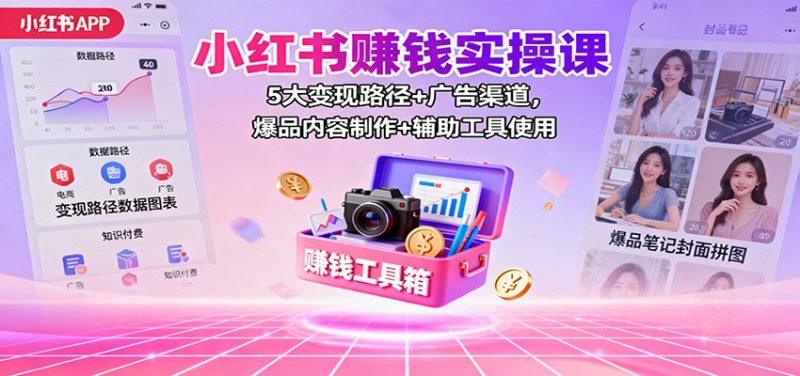 小红书赚钱实操课:5大变现路径+广告渠道,爆品内容制作+辅助工具使用-1 小红书赚钱实操课:5大变现路径+广告渠道,爆品内容制作+辅助工具使用-1