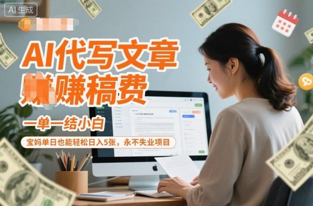AI代写文章賺稿费,一单一结小白,宝妈单日也能轻松日入5张,永不失业项目-1 AI代写文章賺稿费,一单一结小白,宝妈单日也能轻松日入5张,永不失业项目-1