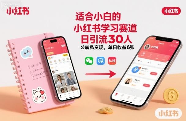 适合小白的小红书学习赛道,日引流30人,公转私变现,单日收益6张-1 适合小白的小红书学习赛道,日引流30人,公转私变现,单日收益6张-1