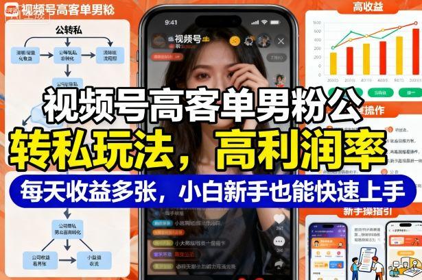 视频号高客单男粉公转私玩法,高利润率每天收益多张,小白新手也能快速上手-1 视频号高客单男粉公转私玩法,高利润率每天收益多张,小白新手也能快速上手-1