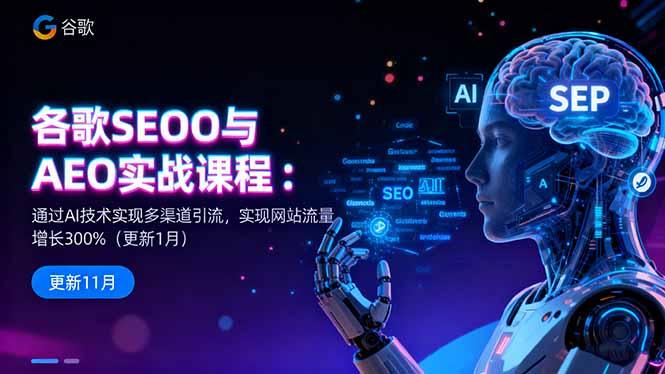 谷歌SEO与AEO实战课程:通过AI技术实现多渠道引流,实现网站流量增长300%-1 谷歌SEO与AEO实战课程:通过AI技术实现多渠道引流,实现网站流量增长300%-1