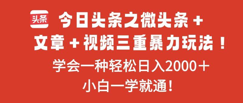 今日头条之微头条+文章+视频三重暴力玩法,学会一种轻松日入2000+,…-1 今日头条之微头条+文章+视频三重暴力玩法,学会一种轻松日入2000+,…-1