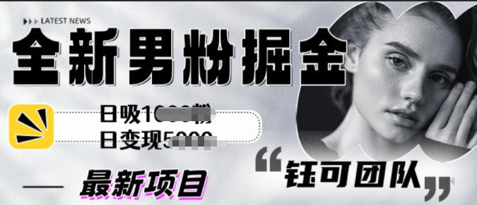 全新男粉掘金思路日吸粉100+日变现1k+