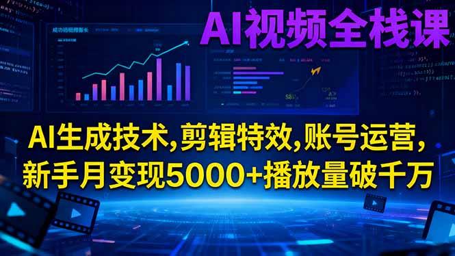 AI视频全栈课:AI生成技术,剪辑特效,账号运营,新手月变现5000+播放量破千万-1 AI视频全栈课:AI生成技术,剪辑特效,账号运营,新手月变现5000+播放量破千万-1