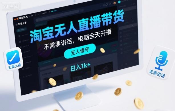 淘宝无人直播带货,不需要出镜,不需要讲话,电脑全天开播,轻松上手,日入1k+【揭秘】-1 淘宝无人直播带货,不需要出镜,不需要讲话,电脑全天开播,轻松上手,日入1k+【揭秘】-1