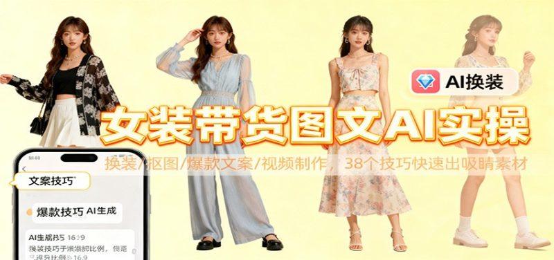 女装带货图文AI实操,换装/抠图/爆款文案/视频制作,38个技巧快速出吸睛素材-1 女装带货图文AI实操,换装/抠图/爆款文案/视频制作,38个技巧快速出吸睛素材-1