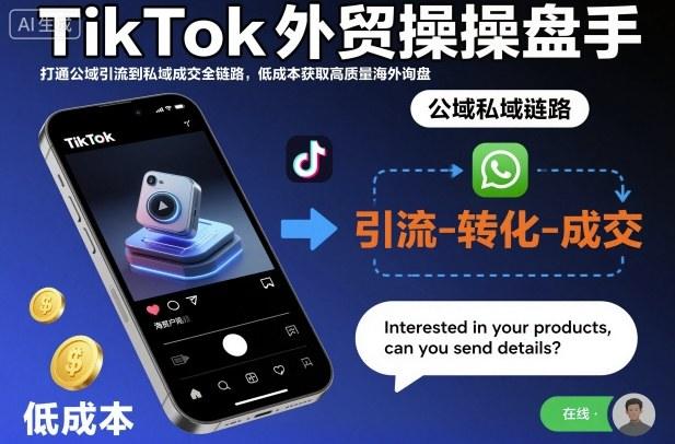 TikTok外贸操盘手,打通公域引流到私域成交全链路,低成本获取高质量海外询盘-1 TikTok外贸操盘手,打通公域引流到私域成交全链路,低成本获取高质量海外询盘-1