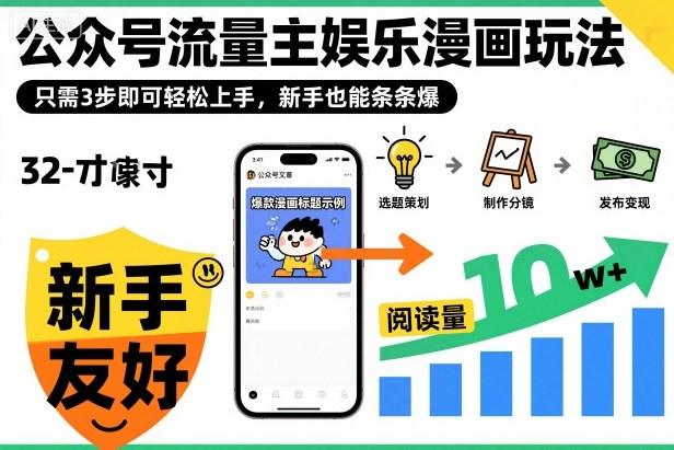 公众号流量主娱乐漫画玩法,只需3步即可轻松上手,新手也能条条爆-1 公众号流量主娱乐漫画玩法,只需3步即可轻松上手,新手也能条条爆-1