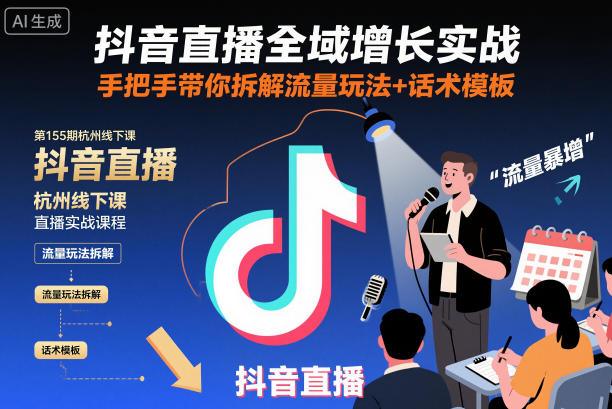 抖音直播全域增长实战第155期杭州线下课,手把手带你拆解流量玩法+话术模板-1 抖音直播全域增长实战第155期杭州线下课,手把手带你拆解流量玩法+话术模板-1