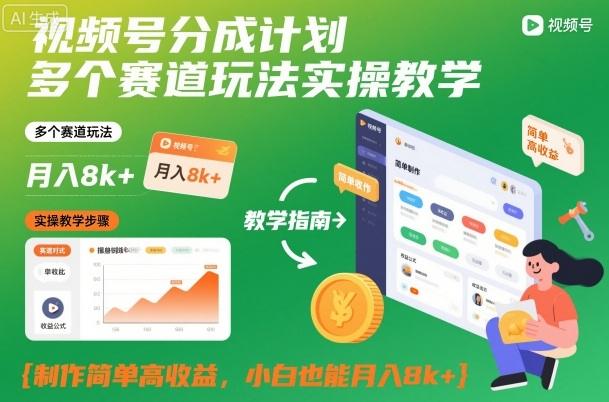 视频号分成计划多个赛道玩法实操教学,制作简单高收益,小白也能月入8k+-1 视频号分成计划多个赛道玩法实操教学,制作简单高收益,小白也能月入8k+-1