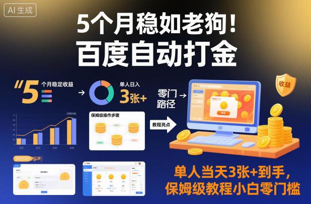 5个月稳如老狗!百度自动打金,单人当天3张+到手,保姆级教程小白零门槛【揭秘】-1 5个月稳如老狗!百度自动打金,单人当天3张+到手,保姆级教程小白零门槛【揭秘】-1