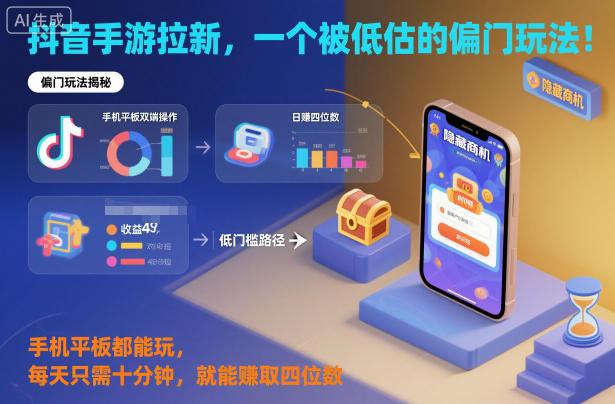 抖音手游拉新,一个被低估的偏门玩法!手机平板都能玩,每天只需十分钟,就能賺取四位数【揭秘】-1 抖音手游拉新,一个被低估的偏门玩法!手机平板都能玩,每天只需十分钟,就能賺取四位数【揭秘】-1