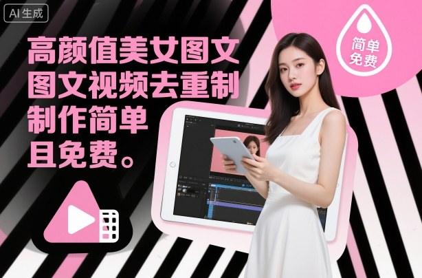高颜值美女图文视频去重制作教学，制作简单且免费