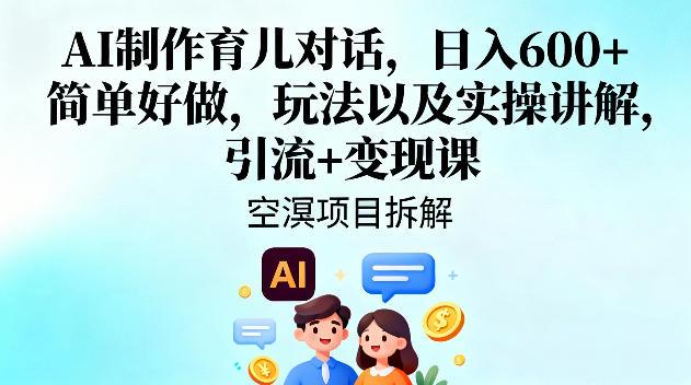 AI制作育儿对话,日入6张+,简单好做,玩法以及实操讲解,引流+变现课-1 AI制作育儿对话,日入6张+,简单好做,玩法以及实操讲解,引流+变现课-1