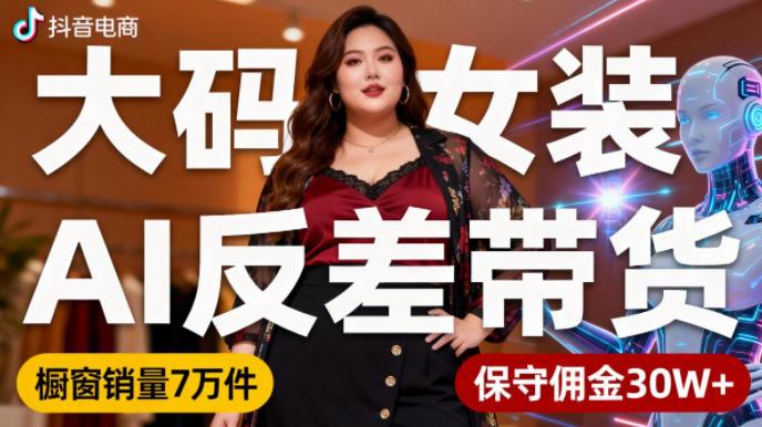 抖音小众赛道,大码女装AI反差带货,不用直播,每天6条作品,橱窗卖7万件,保守佣金30W+-1 抖音小众赛道,大码女装AI反差带货,不用直播,每天6条作品,橱窗卖7万件,保守佣金30W+-1