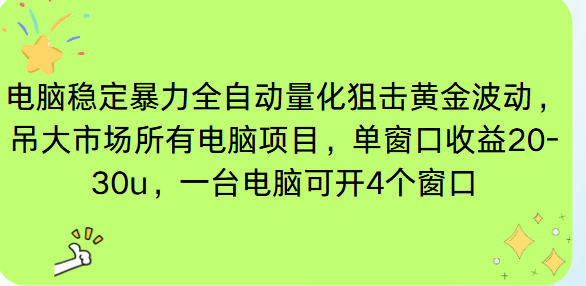 电脑EA策略挂机项目单窗口收益20-30u，单电脑可挂5-10个窗口收益稳健4位数