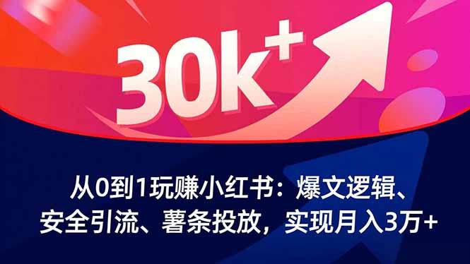 从0到1玩赚小红书:爆文逻辑、安全引流、薯条投放,实现月入3万+-1 从0到1玩赚小红书:爆文逻辑、安全引流、薯条投放,实现月入3万+-1