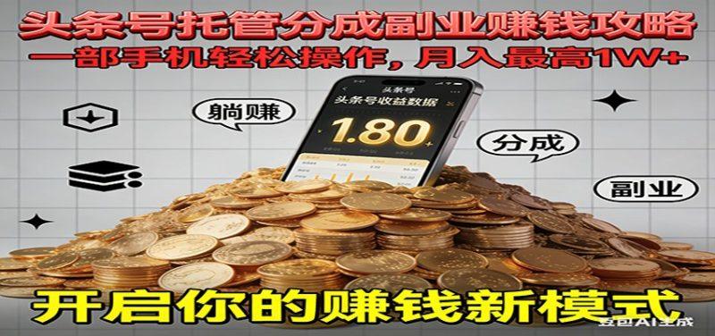 全程托管今日头条,一部手机就可以开干,最高躺赚1W+-1 全程托管今日头条,一部手机就可以开干,最高躺赚1W+-1